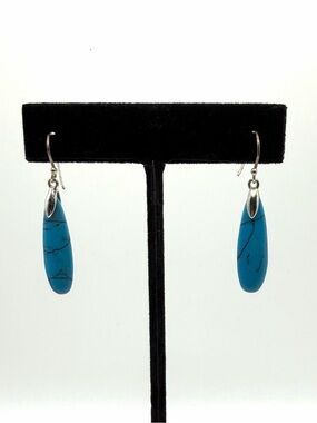 Sunstone Imports 925 Turquoise Teardrop Dangle Earrings